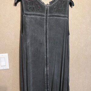 POL Gray Embellished Sleeveless Tank Top
